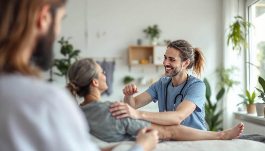 fisioterapeuta tratando a paciente